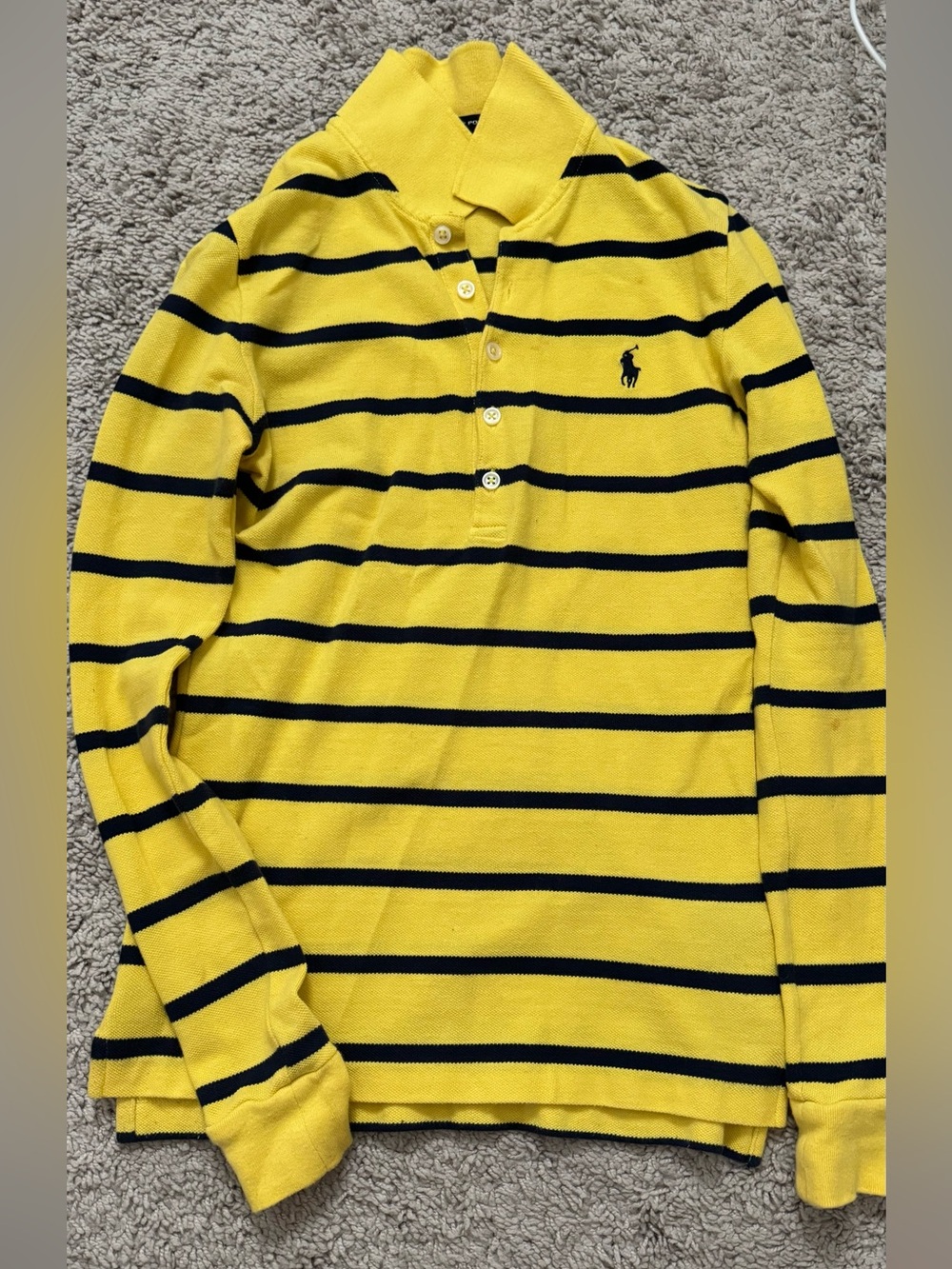 Polo by Ralph Lauren Yellow & Navy Striped Long-Sleeve Polo